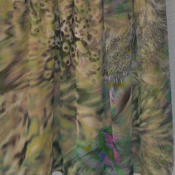 As U Wish Green/Tan/Pink Flutter Sleeve Dress Sz M - Picture 6 of 6